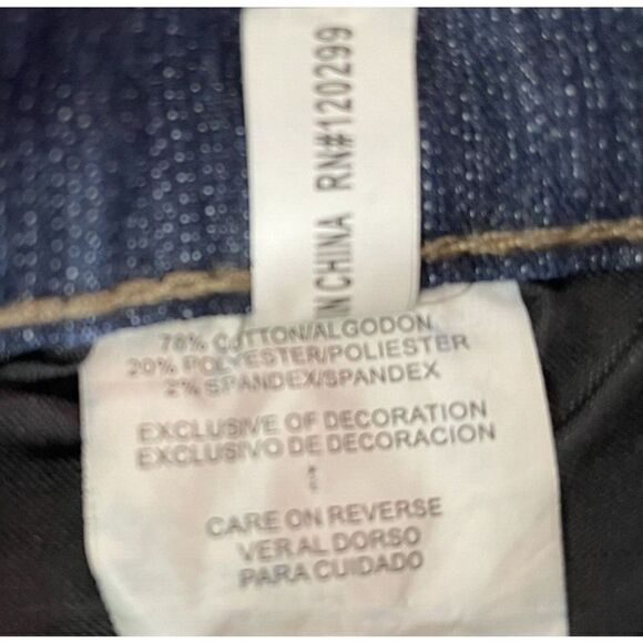 Midi Denim Skirt Size XL Y2K Dark Blue Be-Girl Embroidery Flap Pockets Modest - Picture 7 of 8